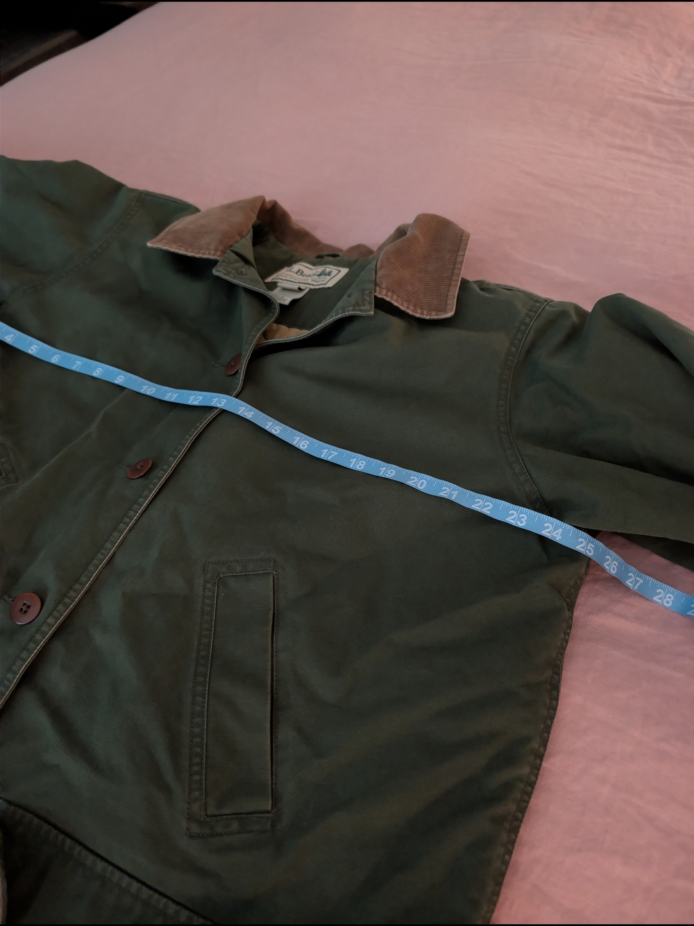 L.L. Bean Vintage Thinsulate Barn Coat Green Corduroy Collar Plus Size 1X - Picture 6 of 10